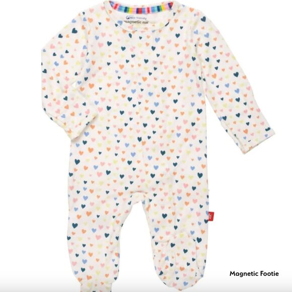 Magnetic Me Footie Heart Print Baby Girl 0-3 Months - Picture 1 of 6